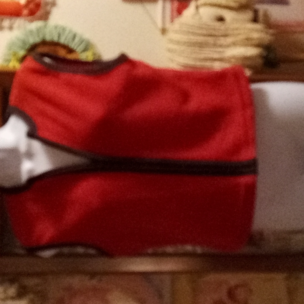 Vintage 80s Super Soft Red with Black Trim Zip Down Sweatshirt Vest